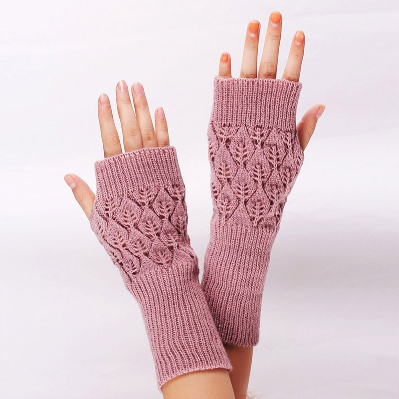 Dropshipping Winter Arm Hand Warmer Knitted Long Fingerless Gloves